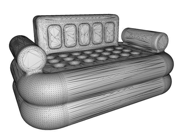 Classic Fabric Sofa Low-poly 3D model_5