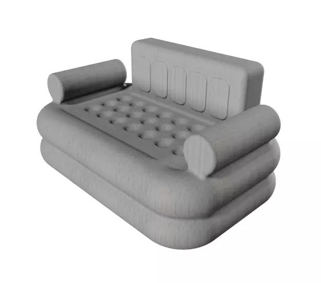 Classic Fabric Sofa Low-poly 3D model_0