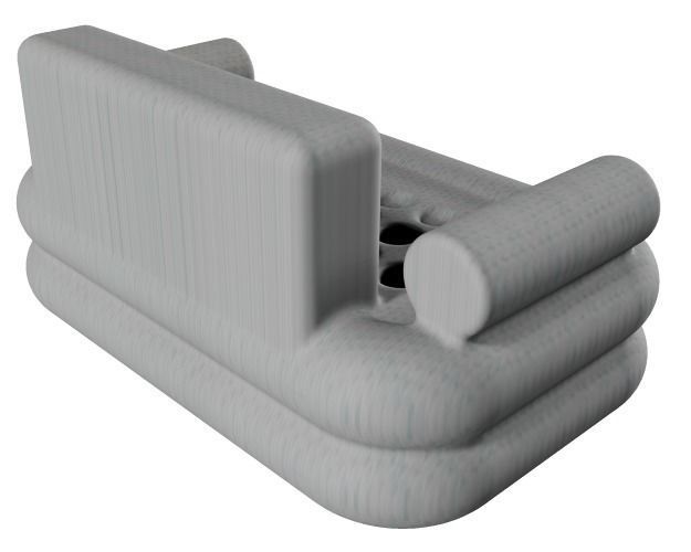 Classic Fabric Sofa Low-poly 3D model_3