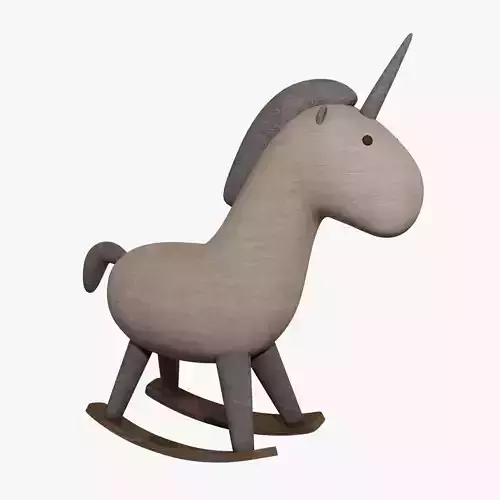 Rocking Wooden Toy Unicorn Low Poly Game Ready Model Low-poly 3D model