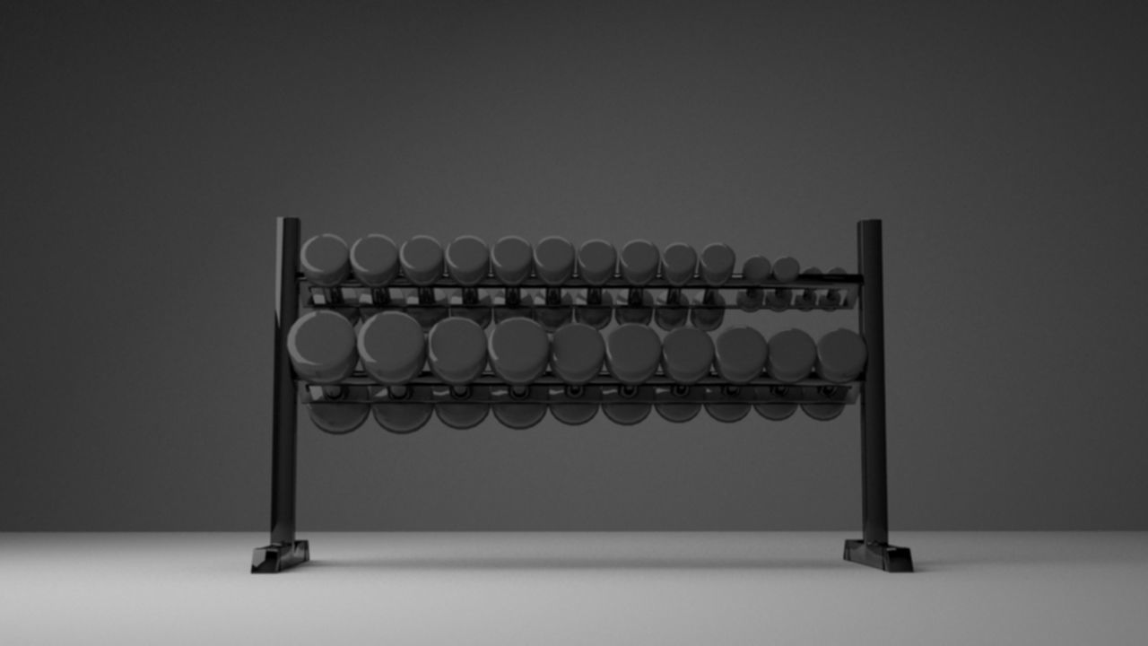 Dumbbell Set with Rack 3D model_2
