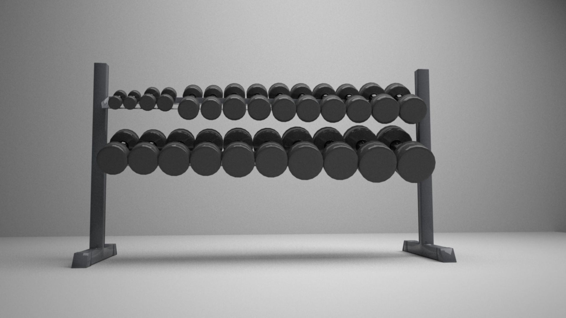 Dumbbell Set with Rack 3D model_1