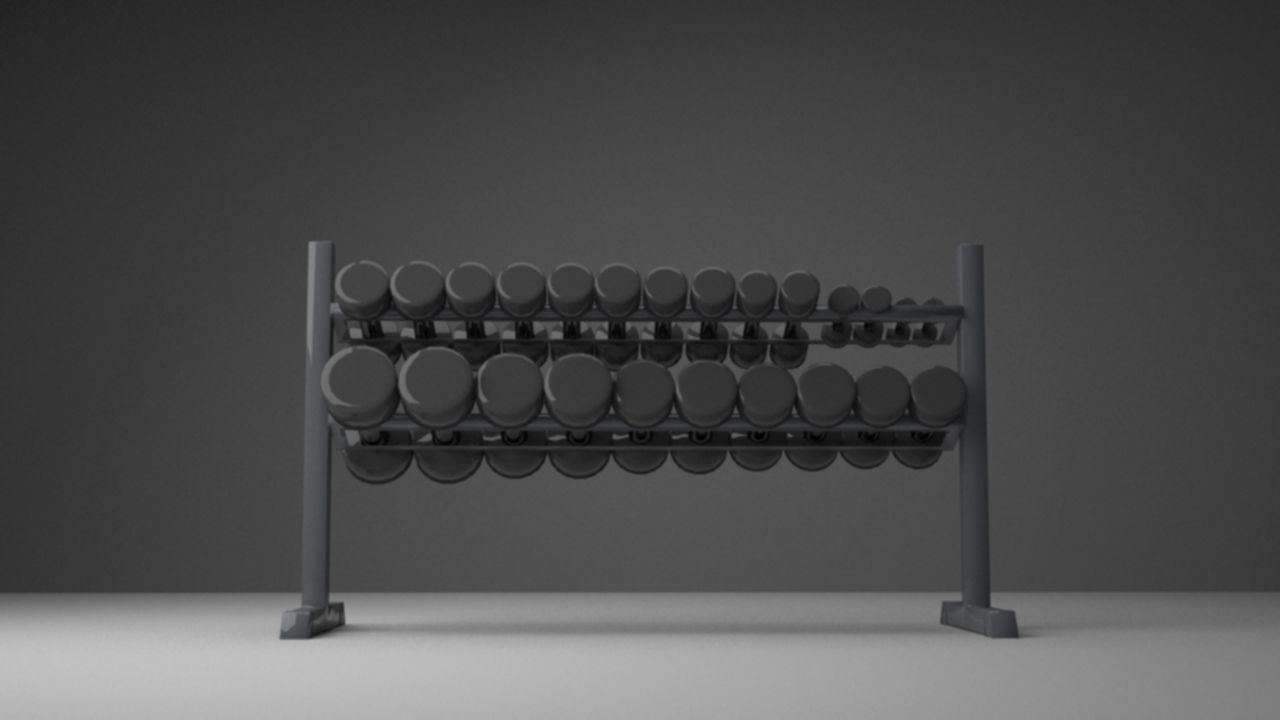 Dumbbell Set with Rack 3D model_3