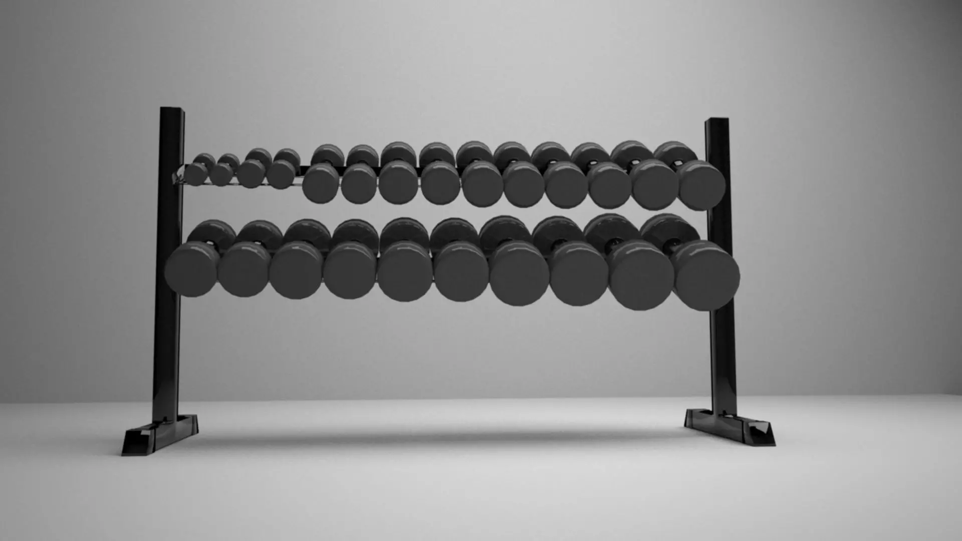 Dumbbell Set with Rack 3D model_0
