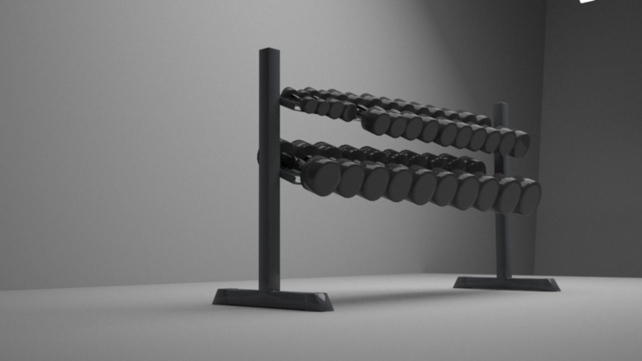 Dumbbell Set with Rack 3D model_4