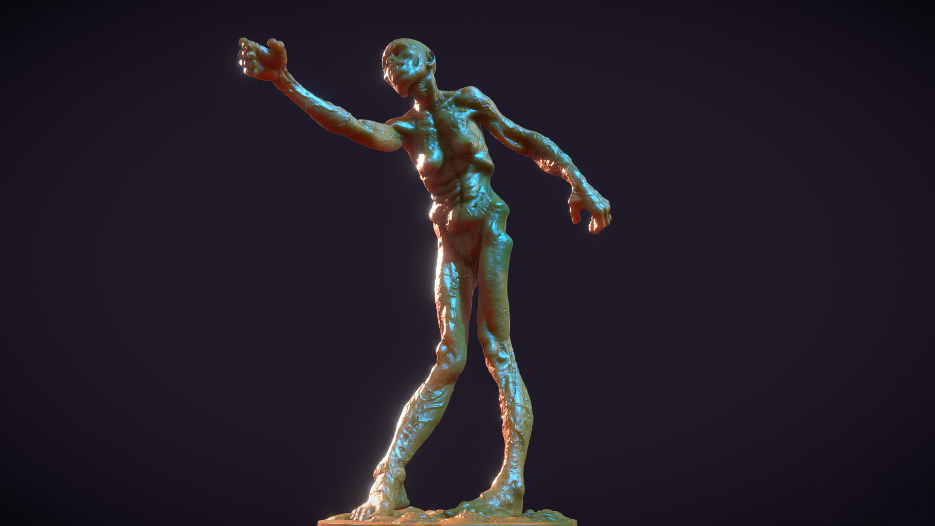 Zombie female - 3d printable  3D model_1