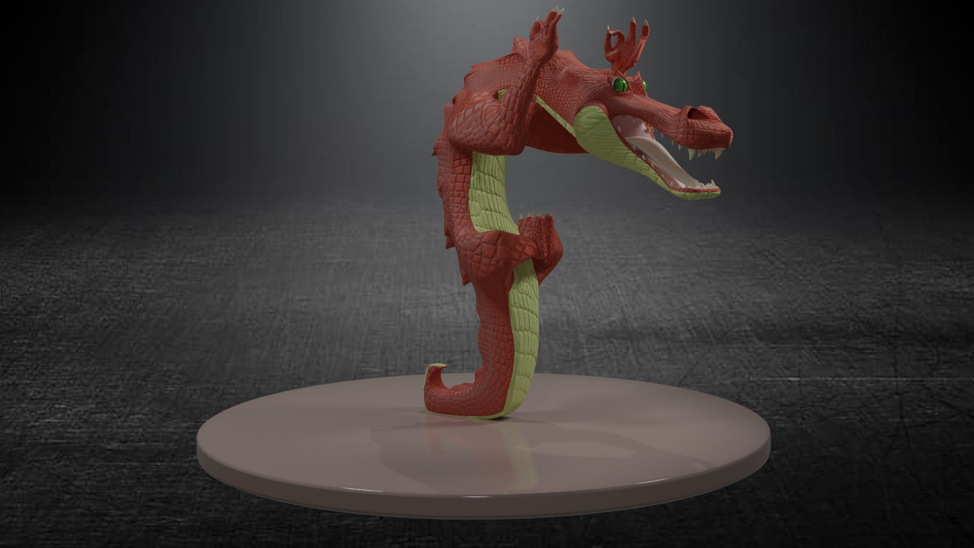 crocodile dragon Low-poly 3D model_27