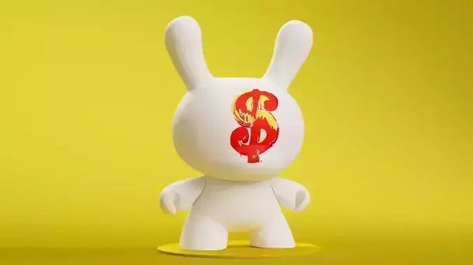 Kidrobot Andy Warhol 20 Dollar Sign 1982 Dunny 3D model