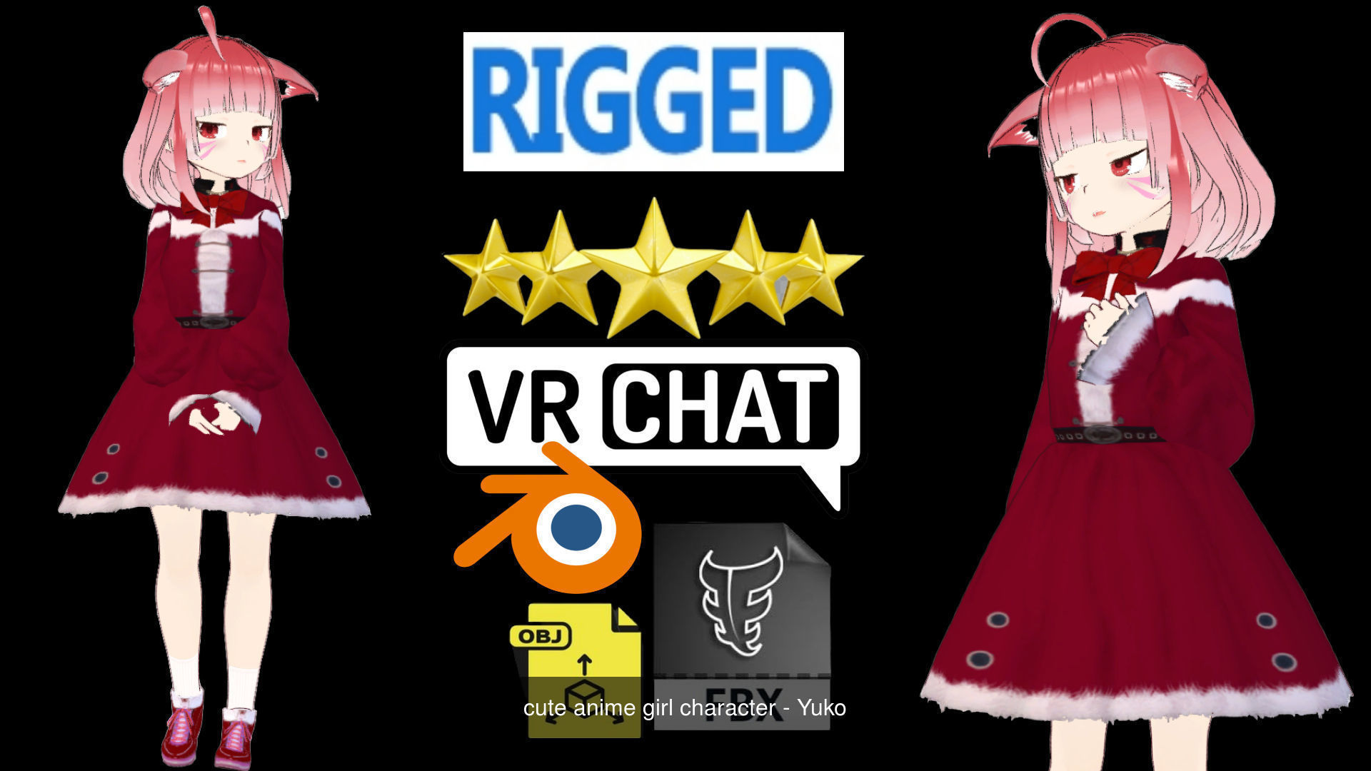 2 Cute Anime Girls Characters P1 3D Model Collection_2