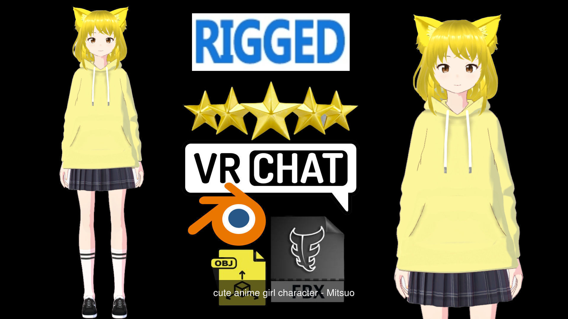 2 Cute Anime Girls Characters P3 3D Model Collection_3