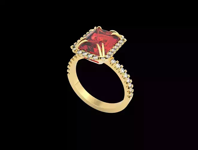 Engagement ring with natural stones