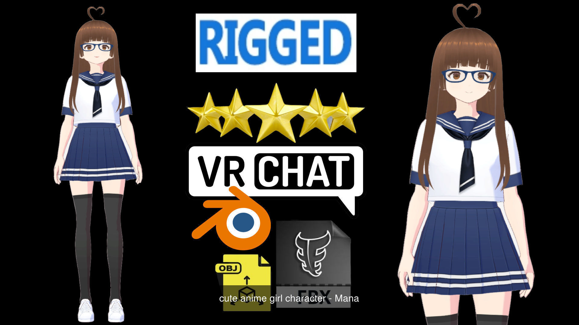 2 Cute Anime Girls Characters P4 3D Model Collection_3