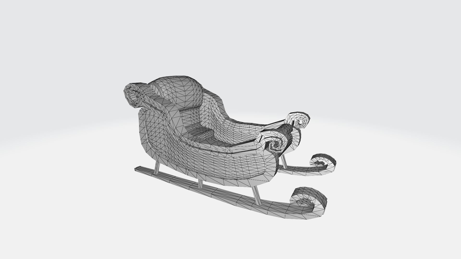 Cartoon style Santa sleigh with Christmas presents Low-poly 3D model_7