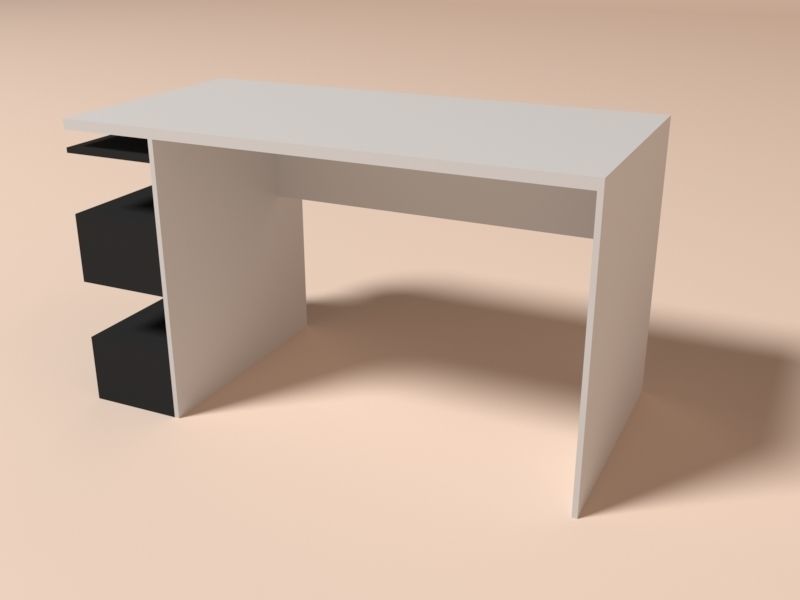 Desk 3d model with two drawers Low-poly 3D model_8
