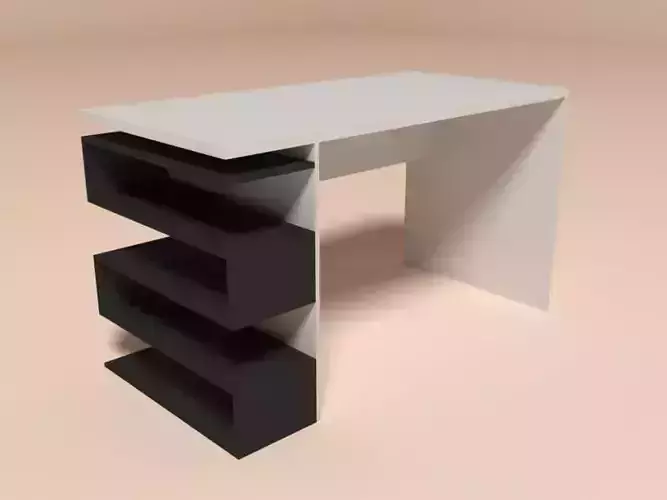 Desk 3d model with two drawers