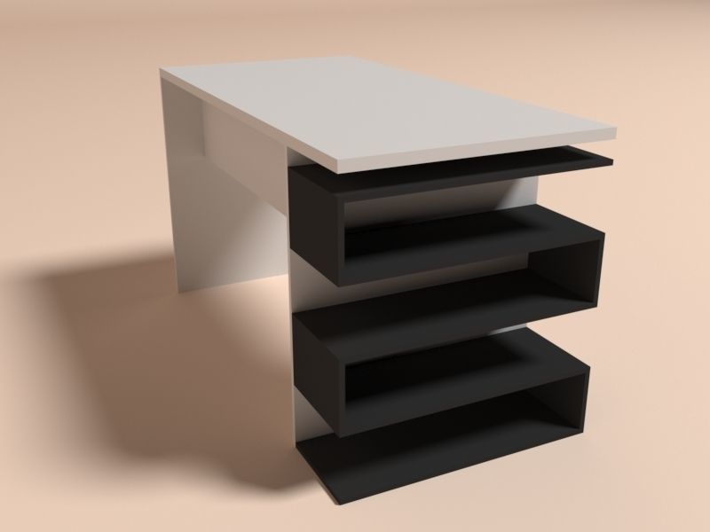 Desk 3d model with two drawers Low-poly 3D model_4