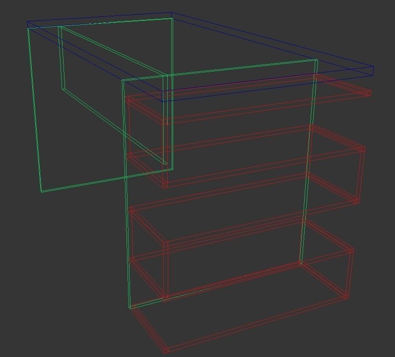 Desk 3d model with two drawers Low-poly 3D model_5