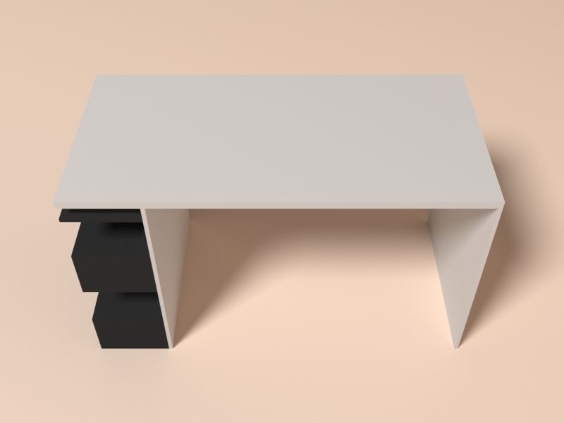 Desk 3d model with two drawers Low-poly 3D model_2