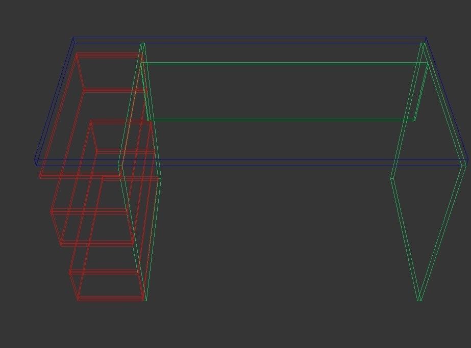 Desk 3d model with two drawers Low-poly 3D model_3