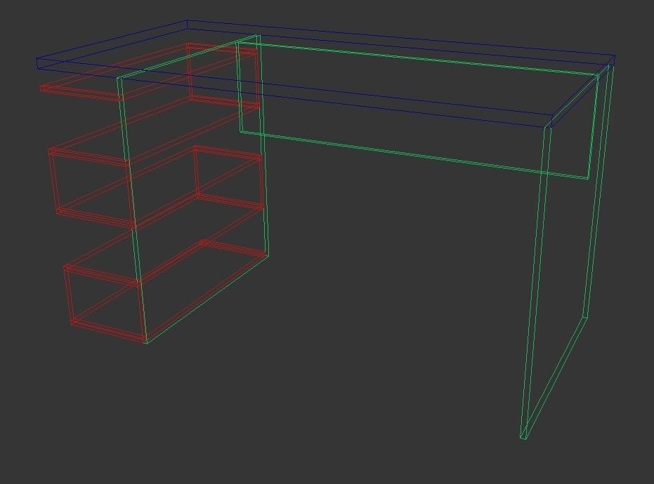 Desk 3d model with two drawers Low-poly 3D model_9