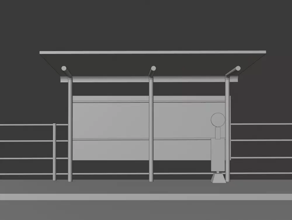 illustrationmodel bus stop Free 3D model_0