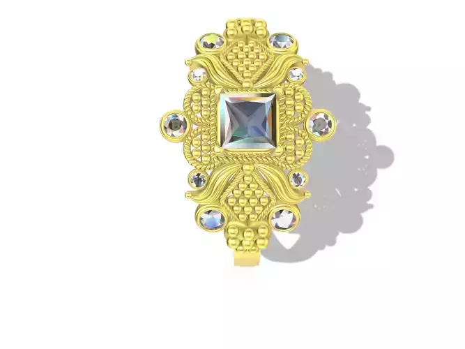 gold and bezel diamond ring 3 sizes st files verified 3D print model