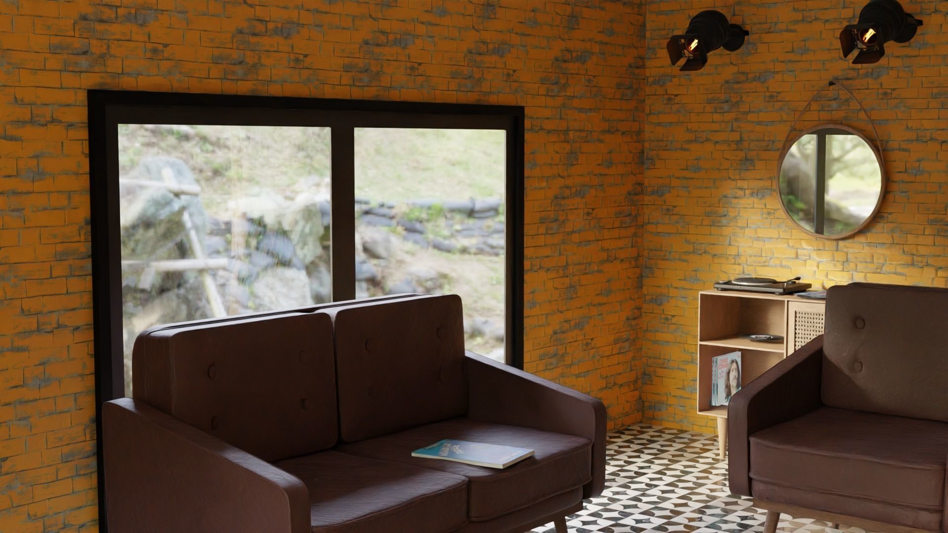 3d retro living room 3D model_2