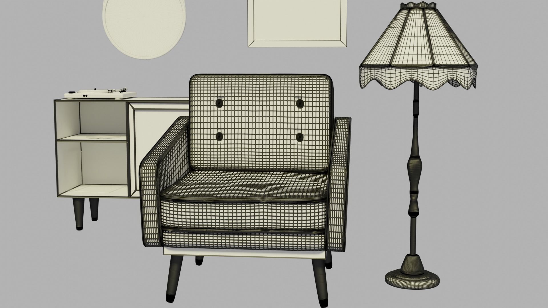 3d retro living room 3D model_12