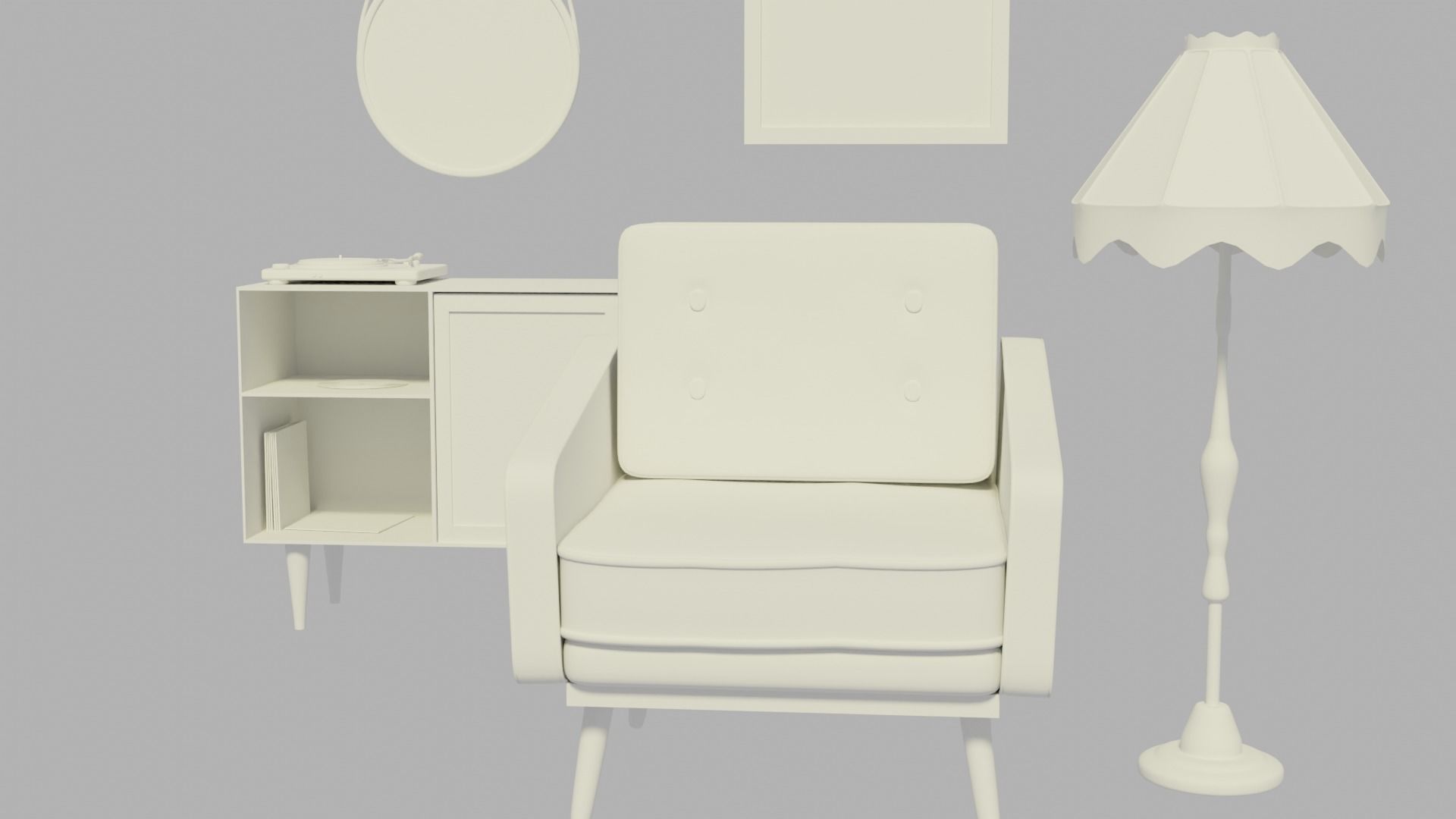 3d retro living room 3D model_11