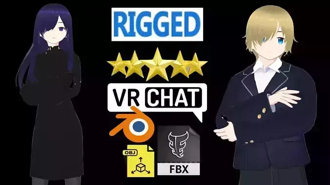 2 Cute Anime Girls Characters P6 3D Model Collection 2 Cute Anime Girls Characters P6 3D Model Collection