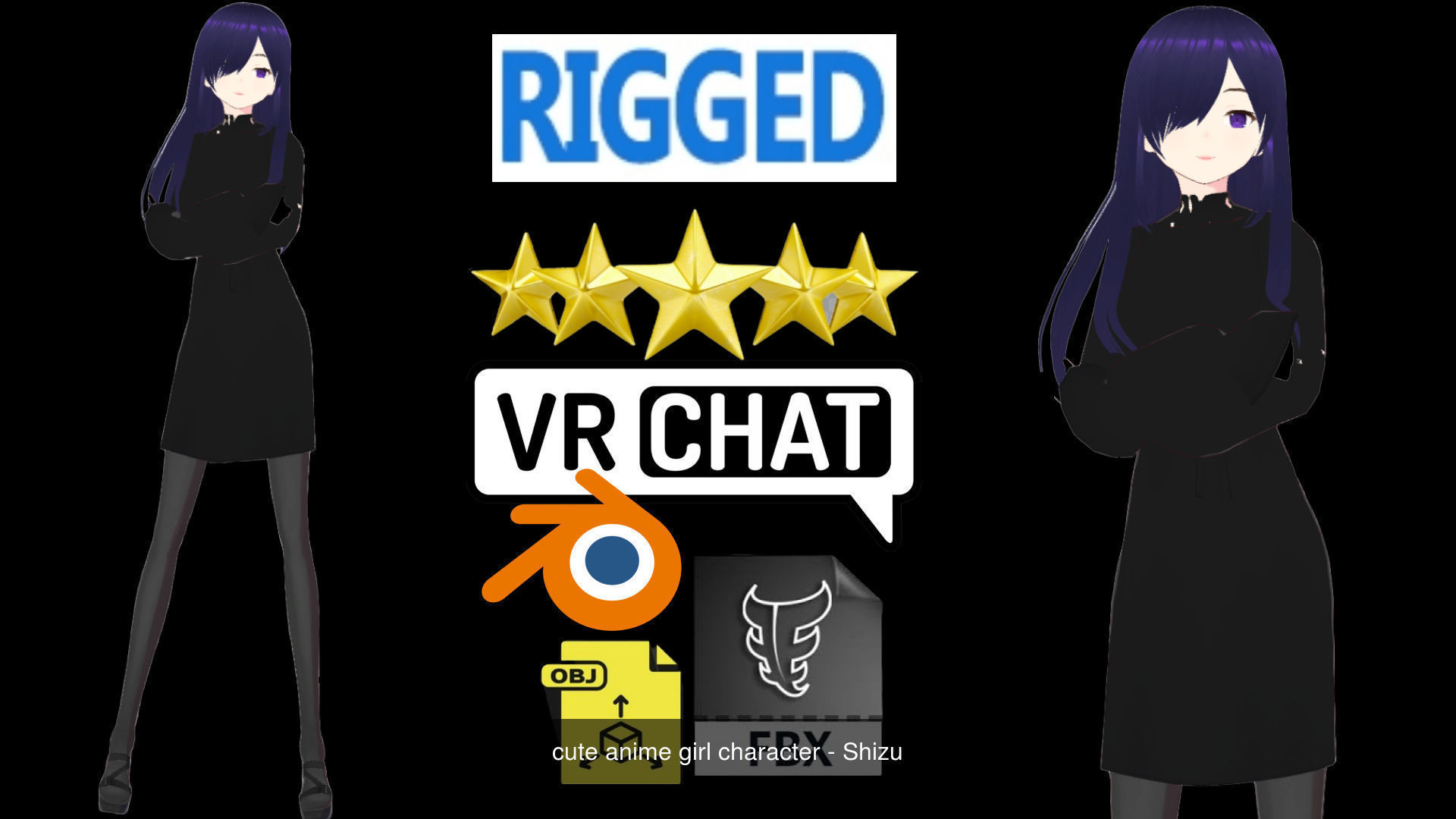 2 Cute Anime Girls Characters P6 3D Model Collection_3