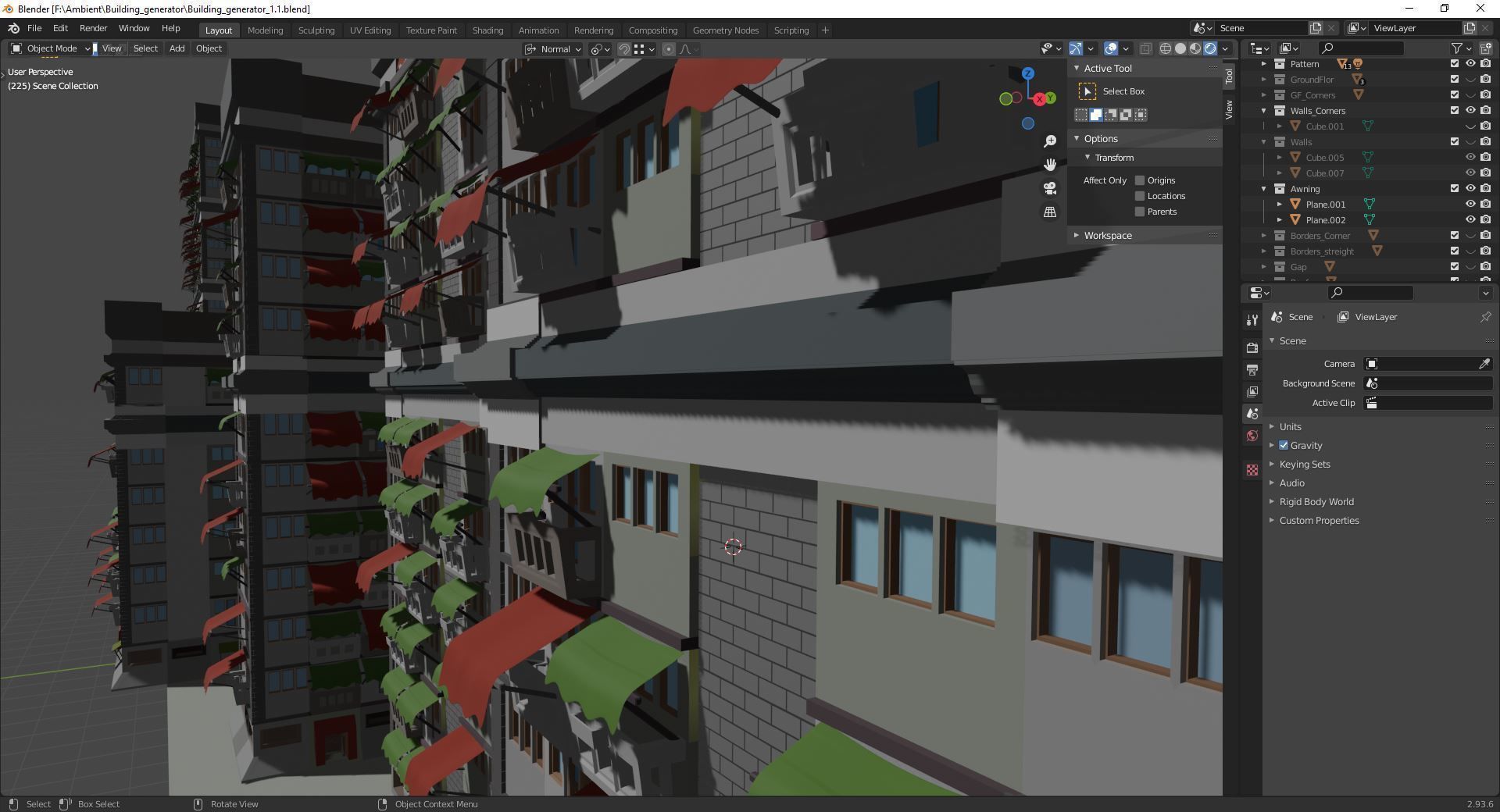 Building Generator with node geometry Low-poly 3D model_8