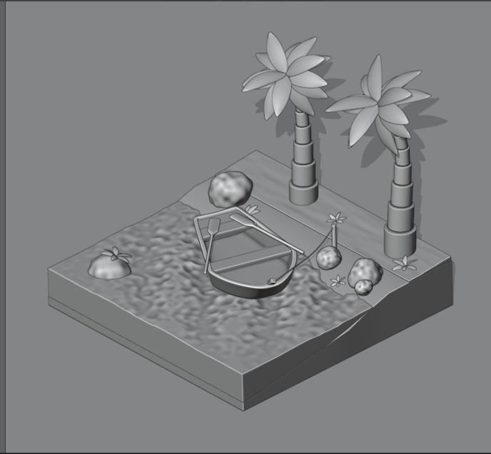  island sea palm Free low-poly 3D model_1