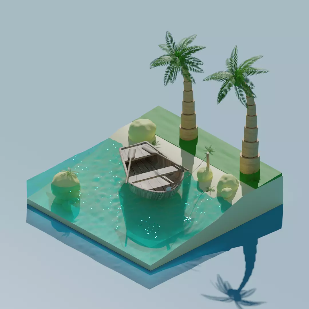  island sea palm Free low-poly 3D model_0