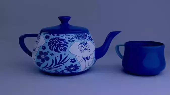 Teapot with a cup