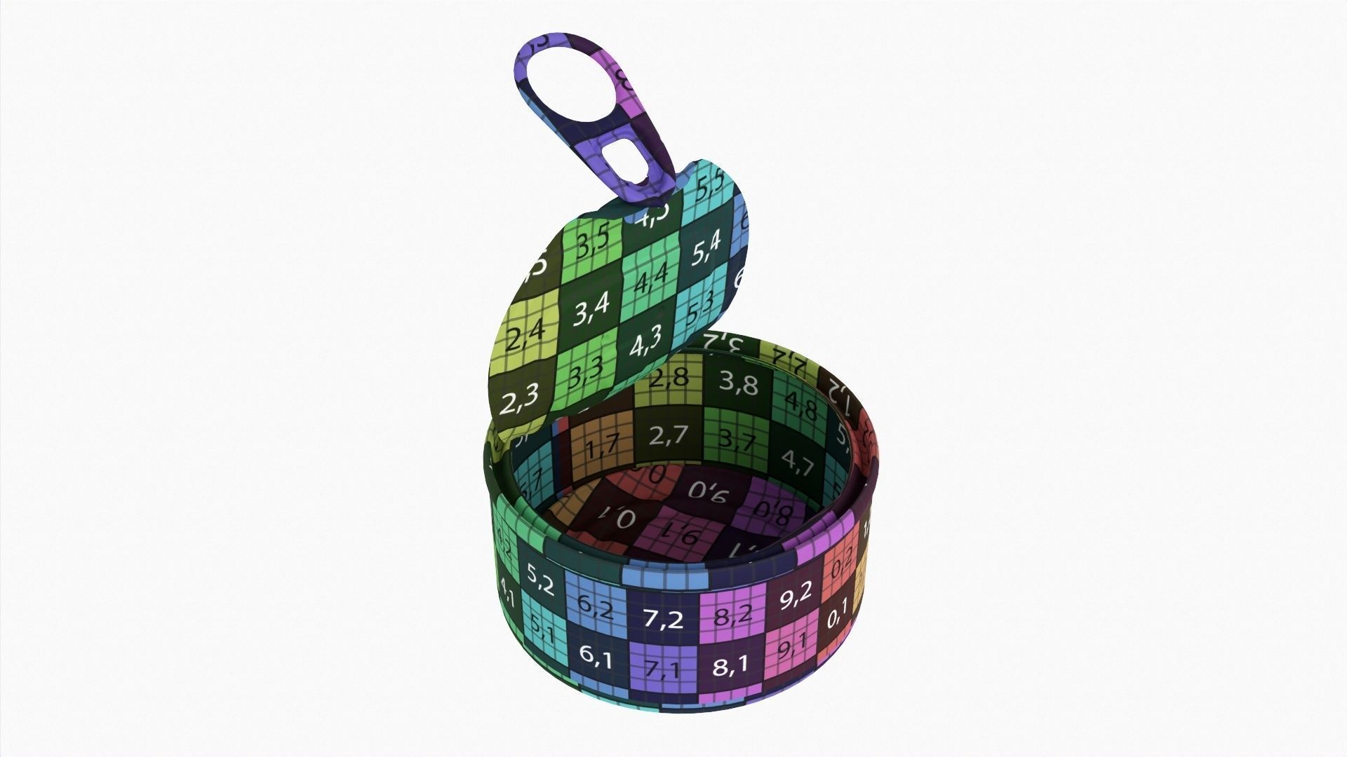 Canned food round metal tin aluminum can 013 open 3D model_10