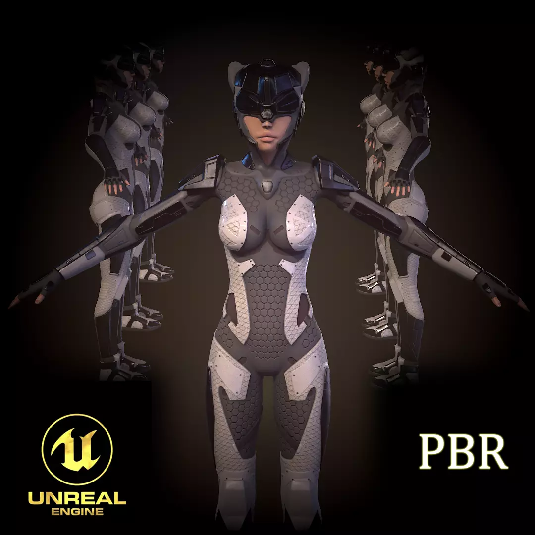 girl sci fi Low-poly 3D model_0