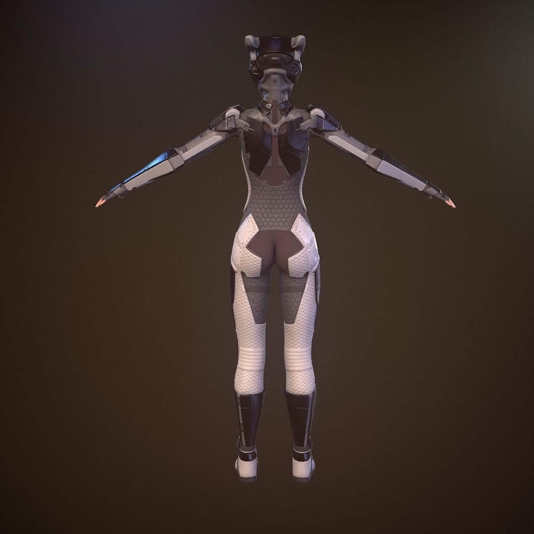 girl sci fi Low-poly 3D model_10