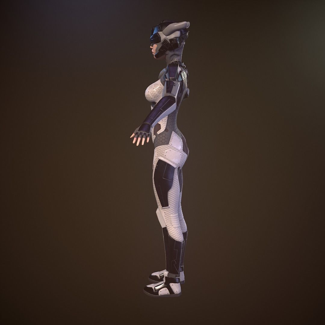 girl sci fi Low-poly 3D model_9