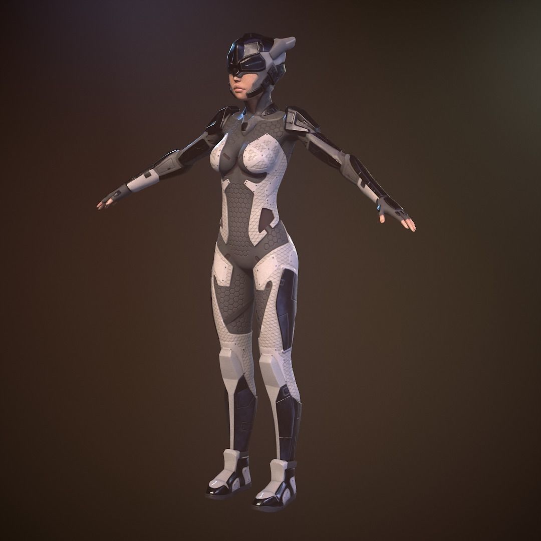 girl sci fi Low-poly 3D model_8