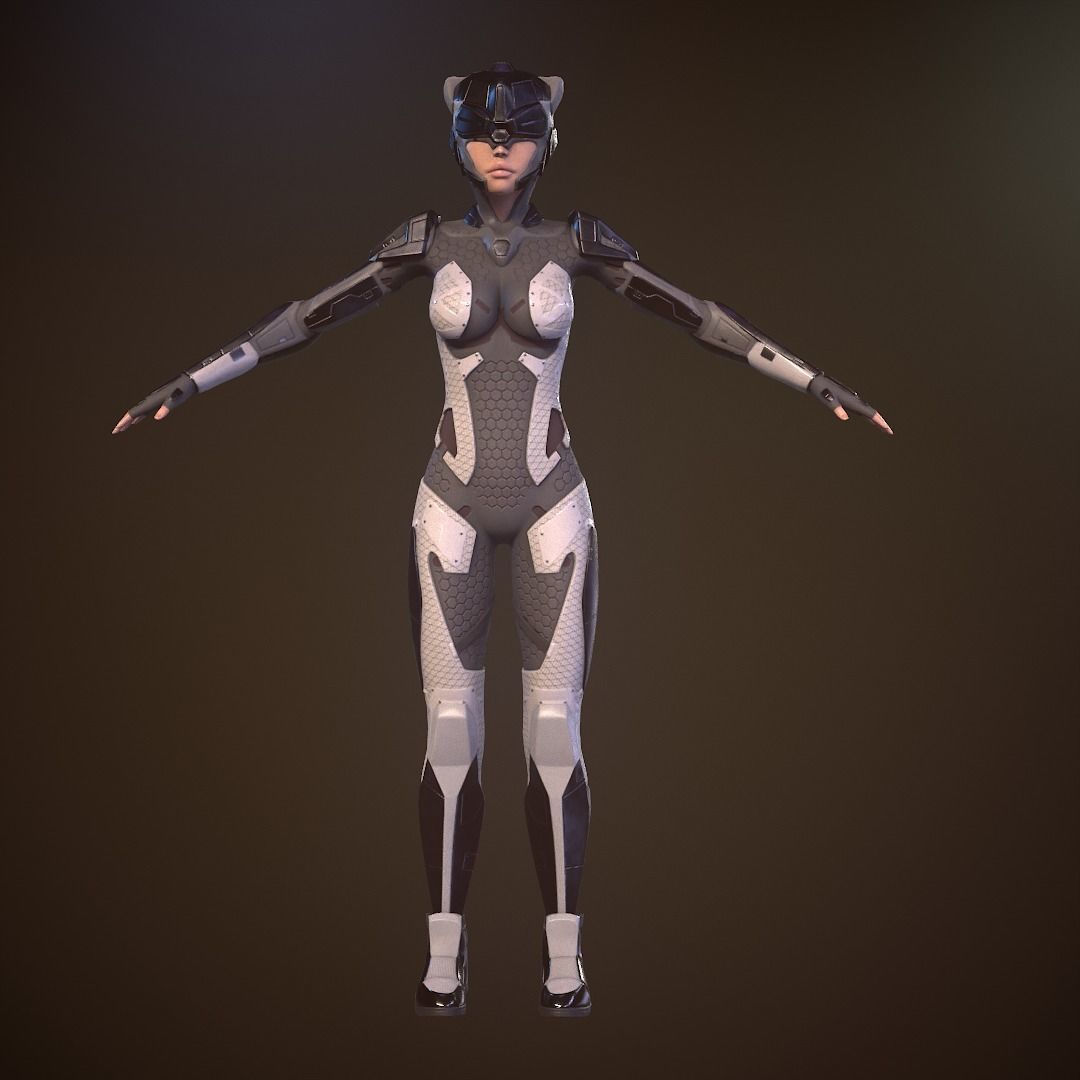 girl sci fi Low-poly 3D model_7