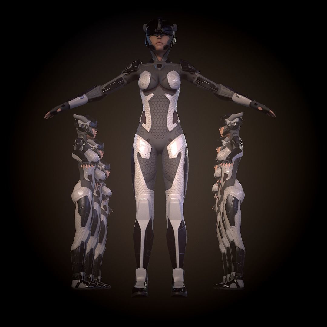 girl sci fi Low-poly 3D model_11