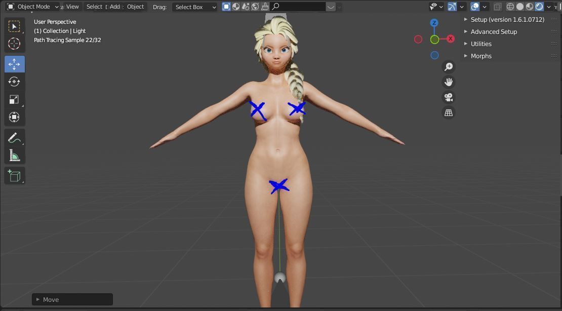 Rigging Anna and Elsa blender 3D model_12