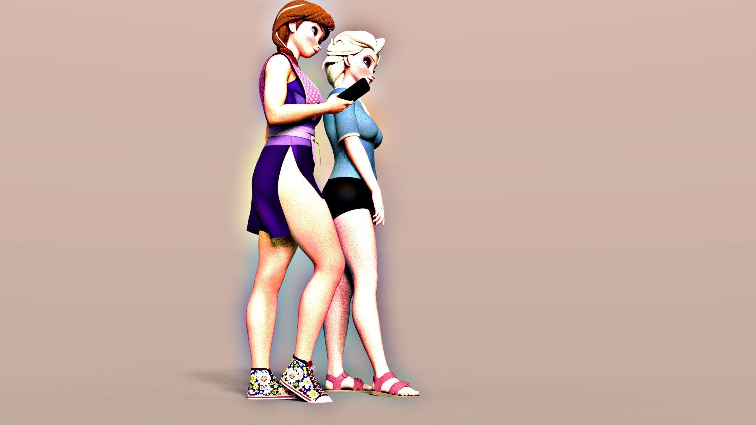 Rigging Anna and Elsa blender 3D model_5