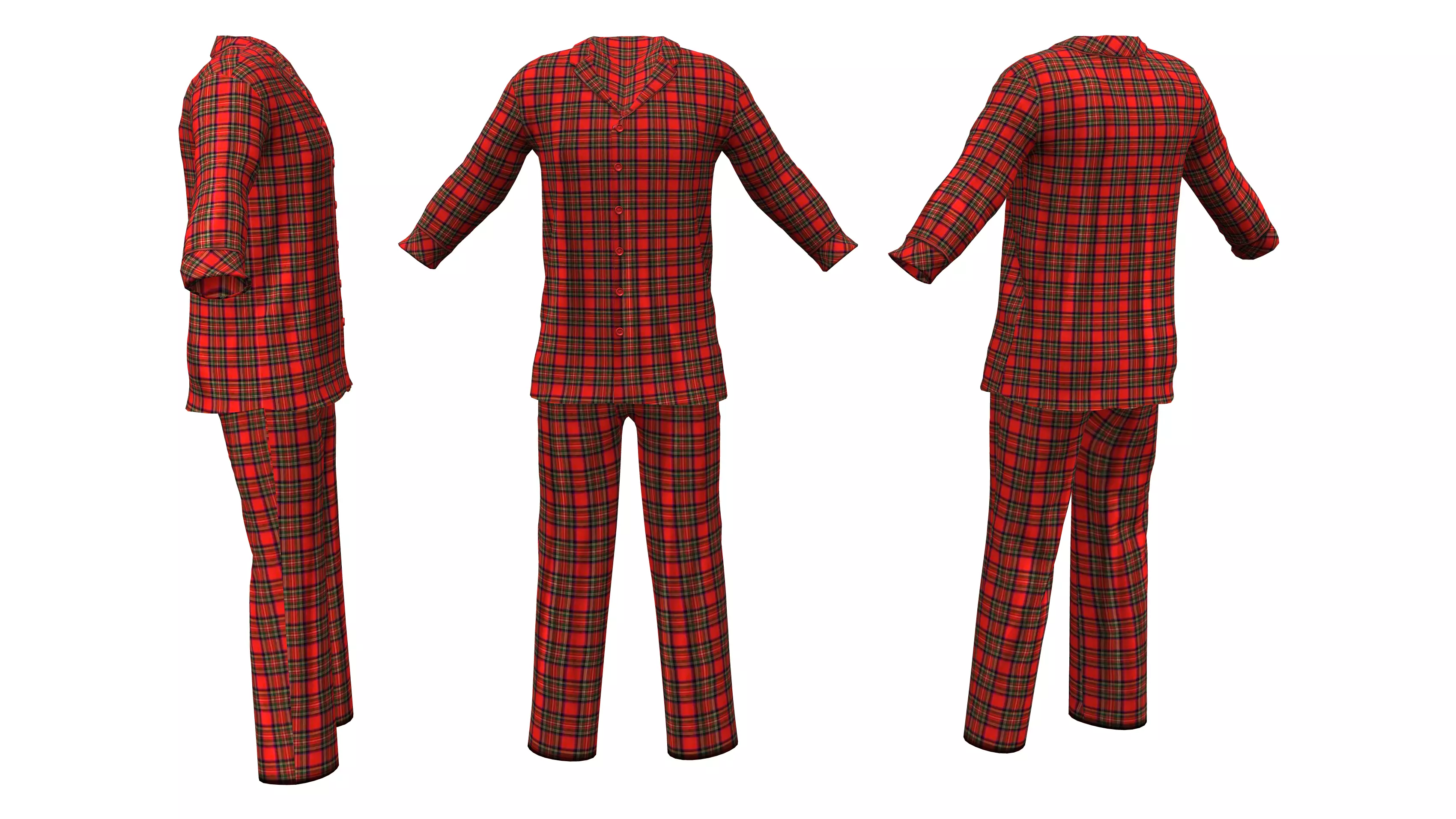 Male Pyjama Set Low-poly 3D model
