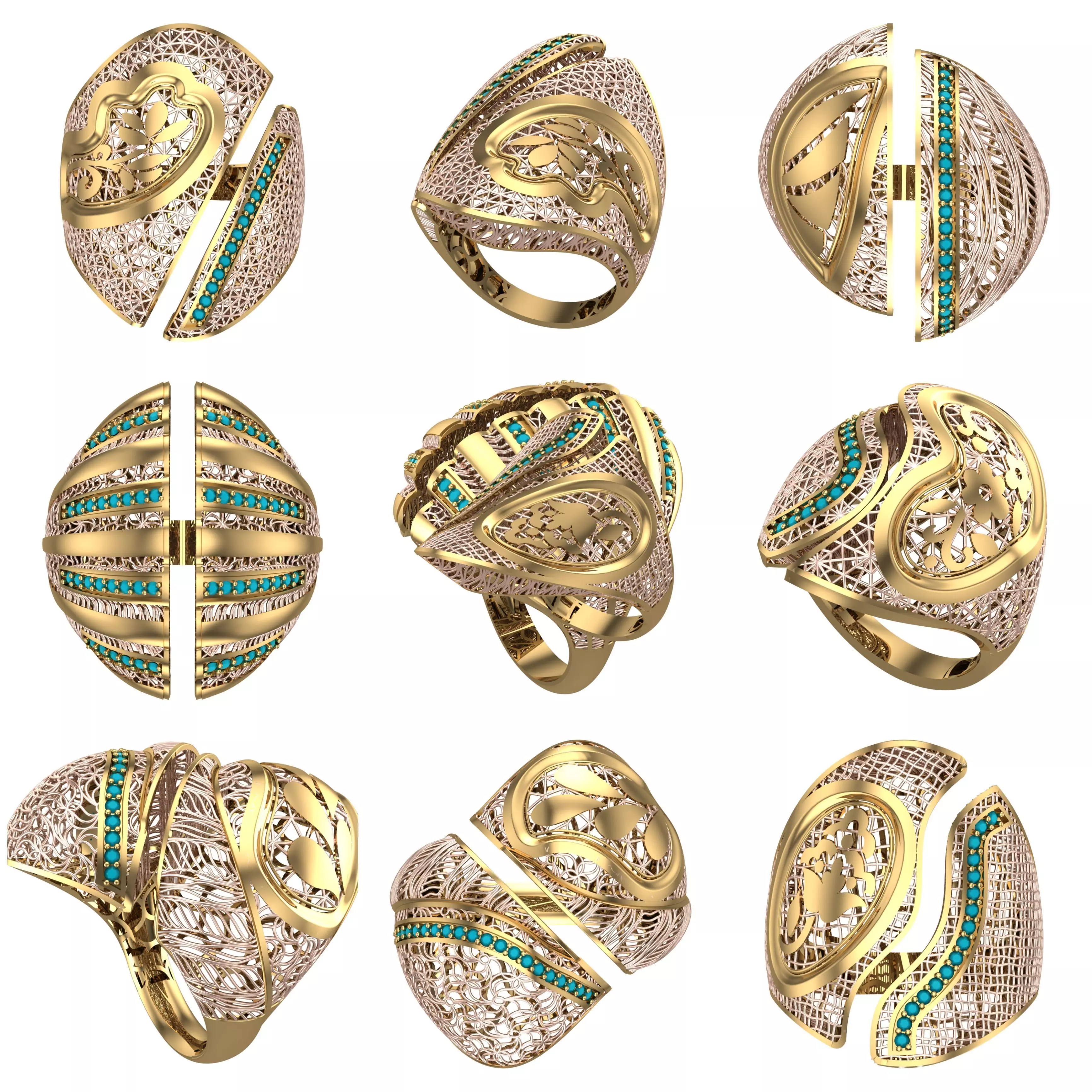10 PIECES STONE RING COLLECTION LOTS SALE 3D print model_0