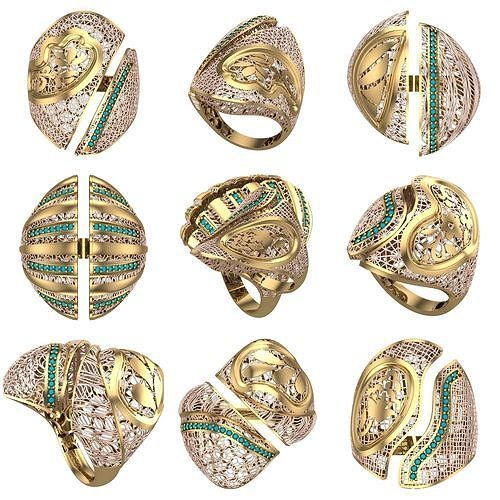 10 PIECES STONE RING COLLECTION LOTS SALE 3D print model
