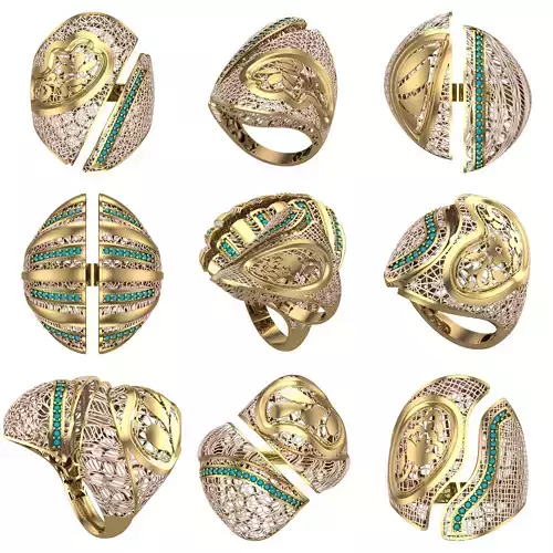 10 PIECES STONE RING COLLECTION LOTS SALE 3D print model