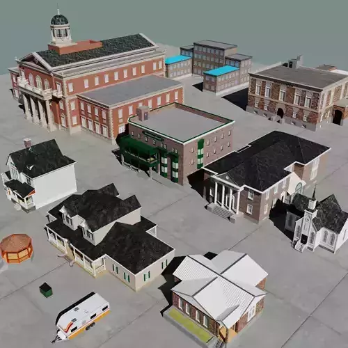 Small Town America Buildings Collection Low-poly 3D model