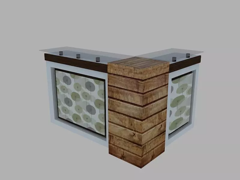 Reseption wooden reception desk with glass top 3D model_0
